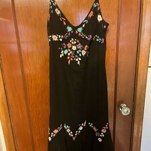 Floral black slip dress